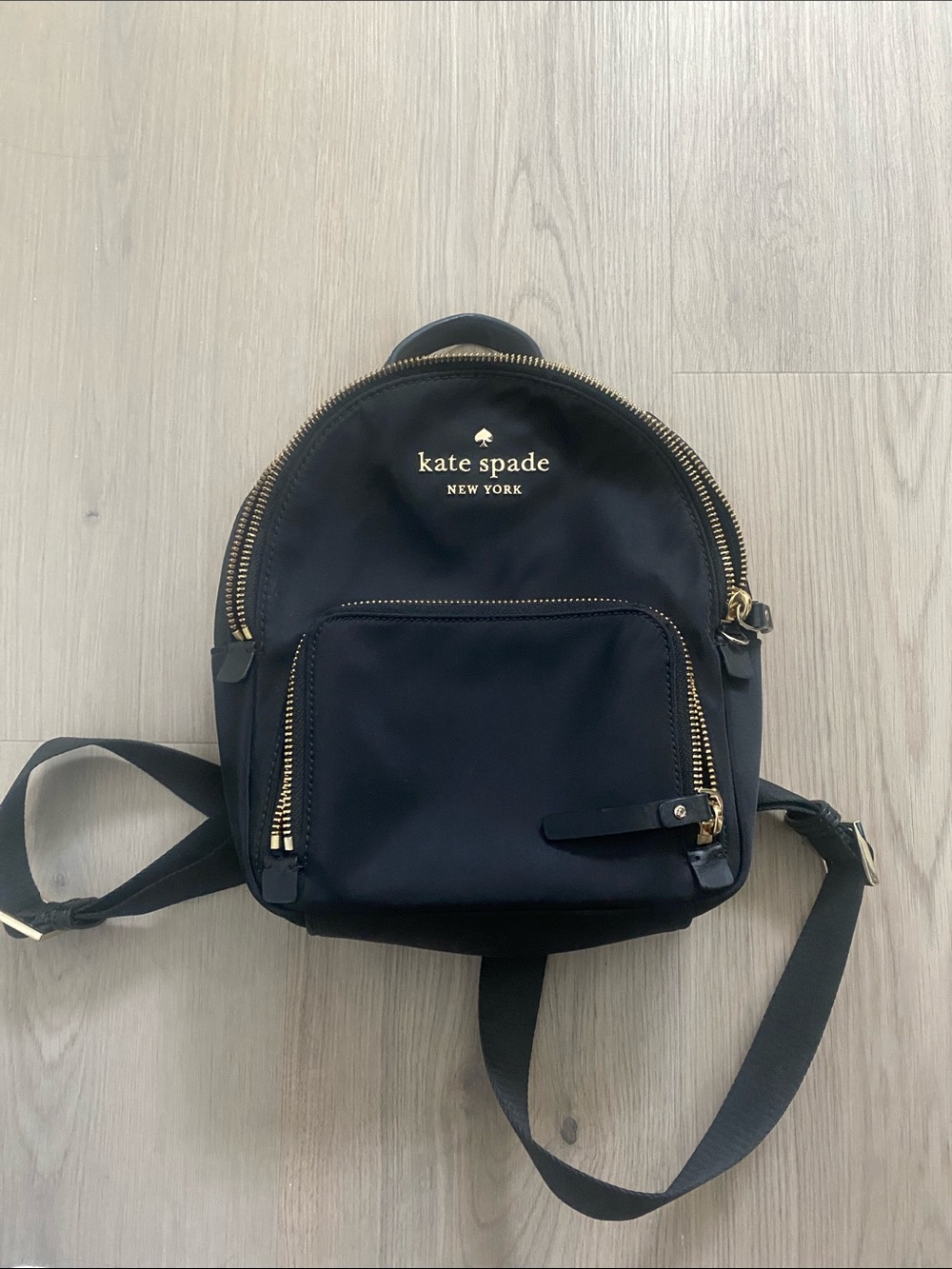 kate spade Black Nylon Mini Backpack with Gold Hardware